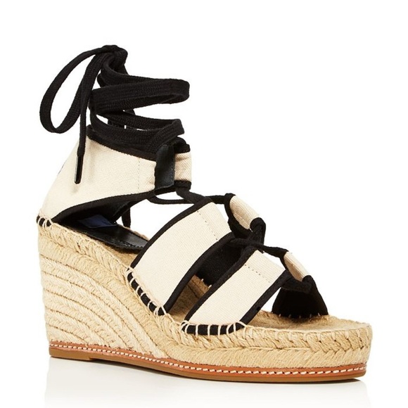 Women's Black and White Wedge Sandals - Picture 2 of 10